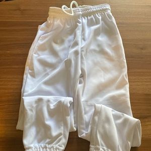 White polyester baseball pants